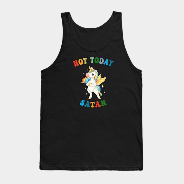 Not Today Satan - Unicorn Lover Tank Top by kareemik